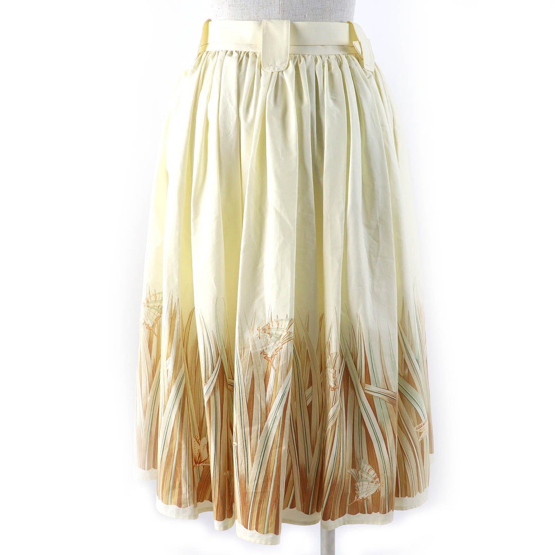 Pristine Salvatore Ferragamo flare skirt Dragonfly Butterfly Grass Cream Brown