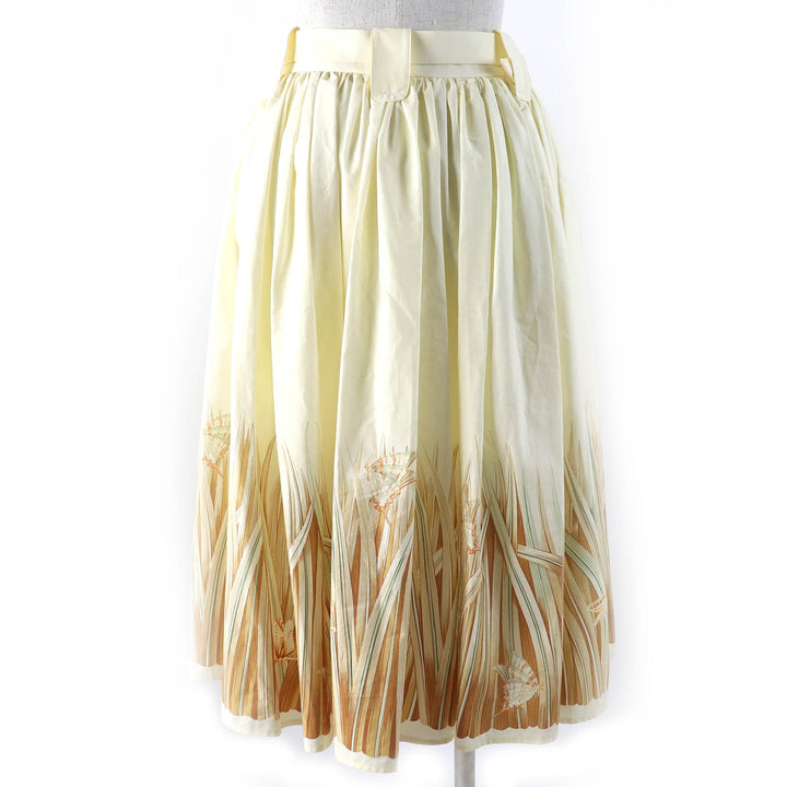 Pristine Salvatore Ferragamo flare skirt Dragonfly Butterfly Grass Cream Brown