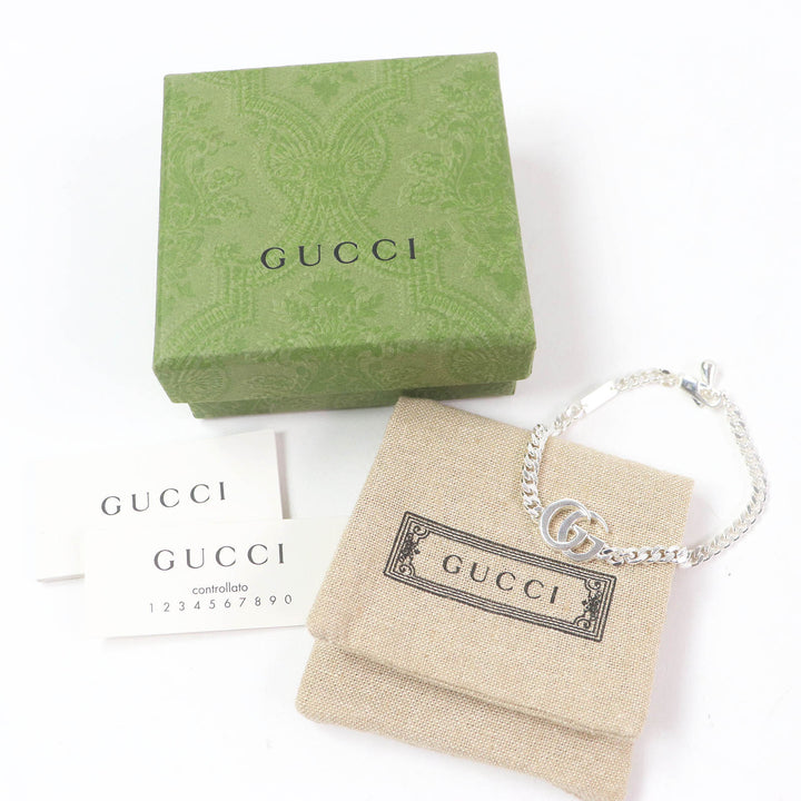 Great GUCCI bracelet Double G Chain Silver SV925 mens 18 814917