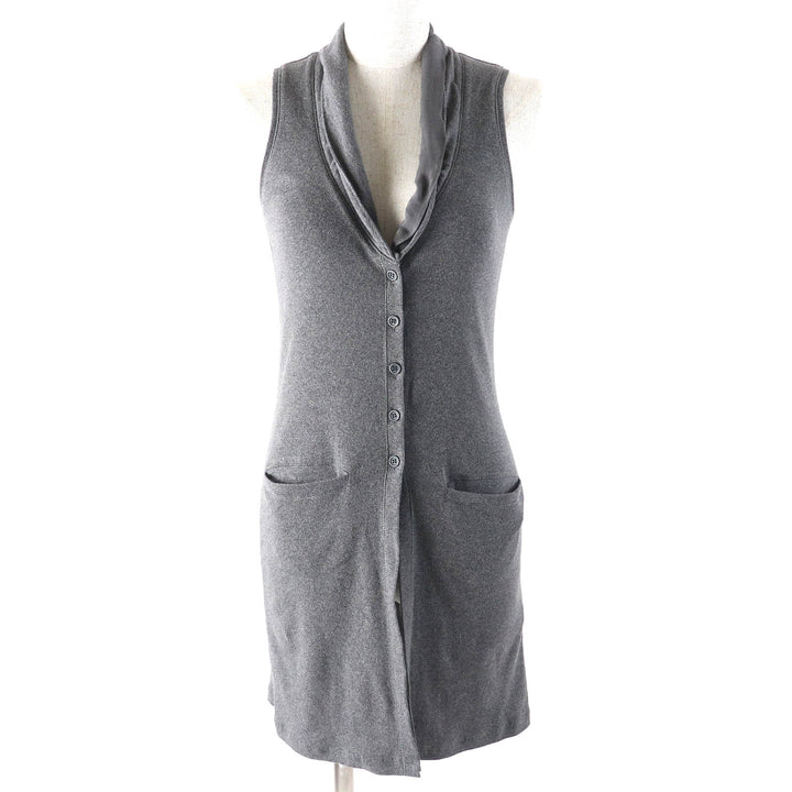 Great Brunello Cucinelli Best Silk tulle color switching design sleeveless T-shirt long vest gray cotton Women S