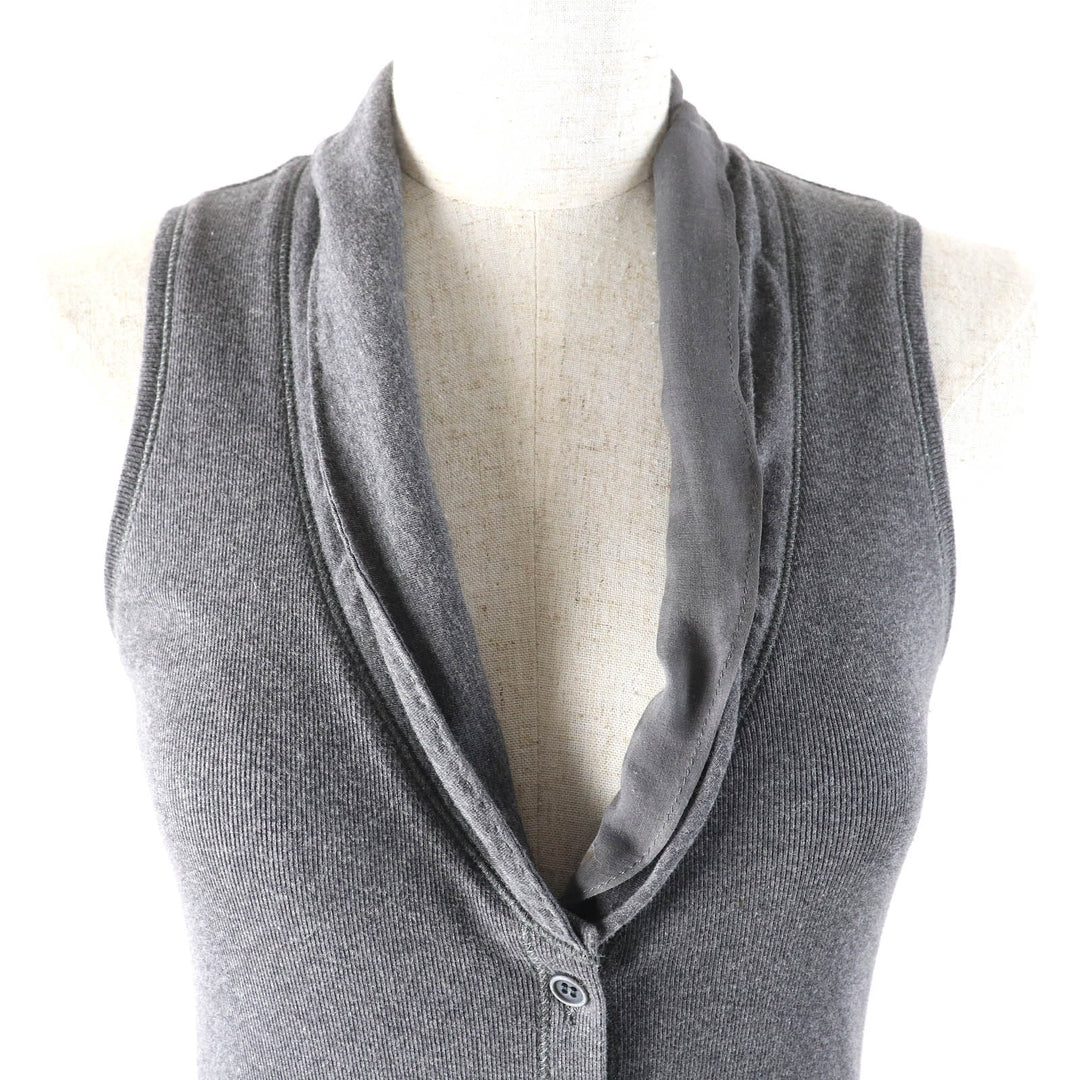 Great Brunello Cucinelli Best Silk tulle color switching design sleeveless T-shirt long vest gray cotton Women S