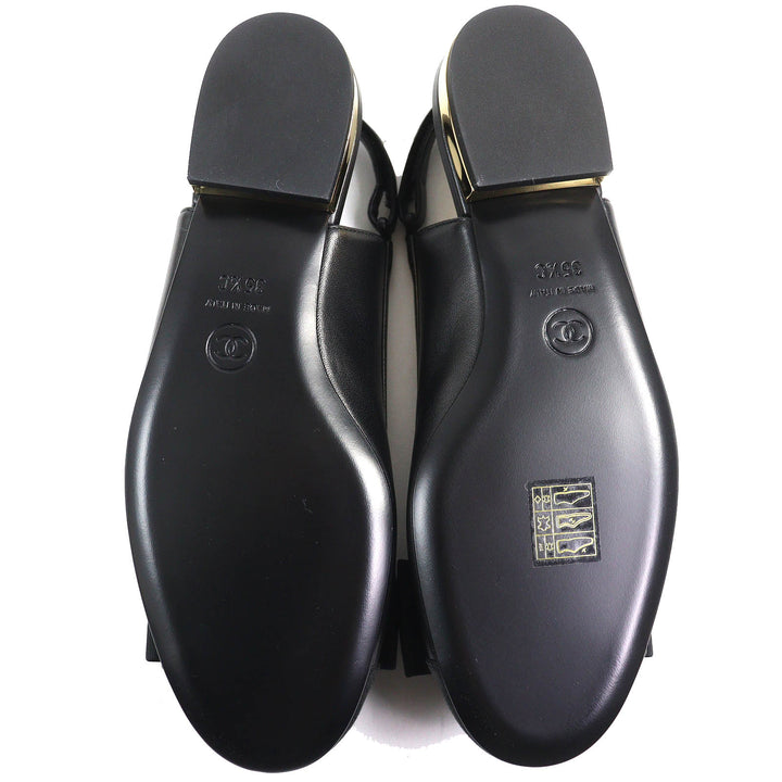 Pristine CHANEL pumps COCO Mark ribbon black Lamb leather Women 35.5 G45689