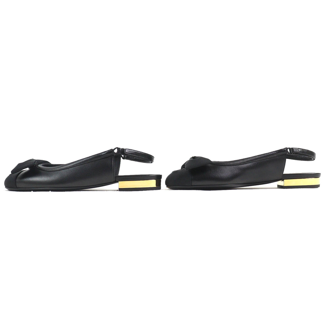 Pristine CHANEL pumps COCO Mark ribbon black Lamb leather Women 35.5 G45689