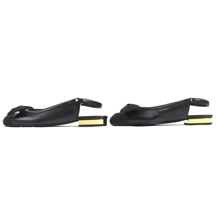 Pristine CHANEL pumps COCO Mark ribbon black Lamb leather Women 35.5 G45689