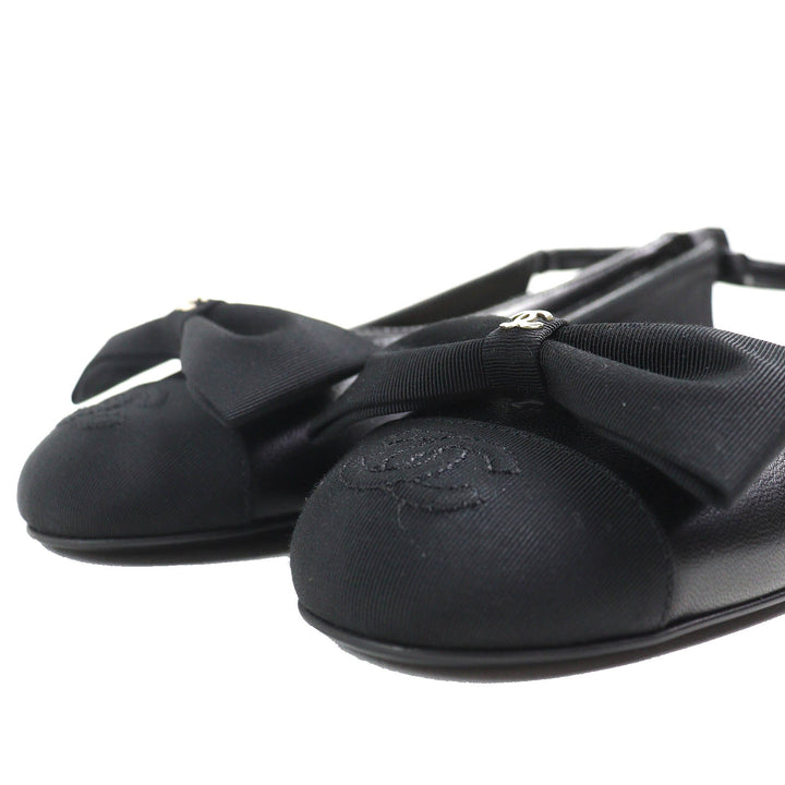 Pristine CHANEL pumps COCO Mark ribbon black Lamb leather Women 35.5 G45689