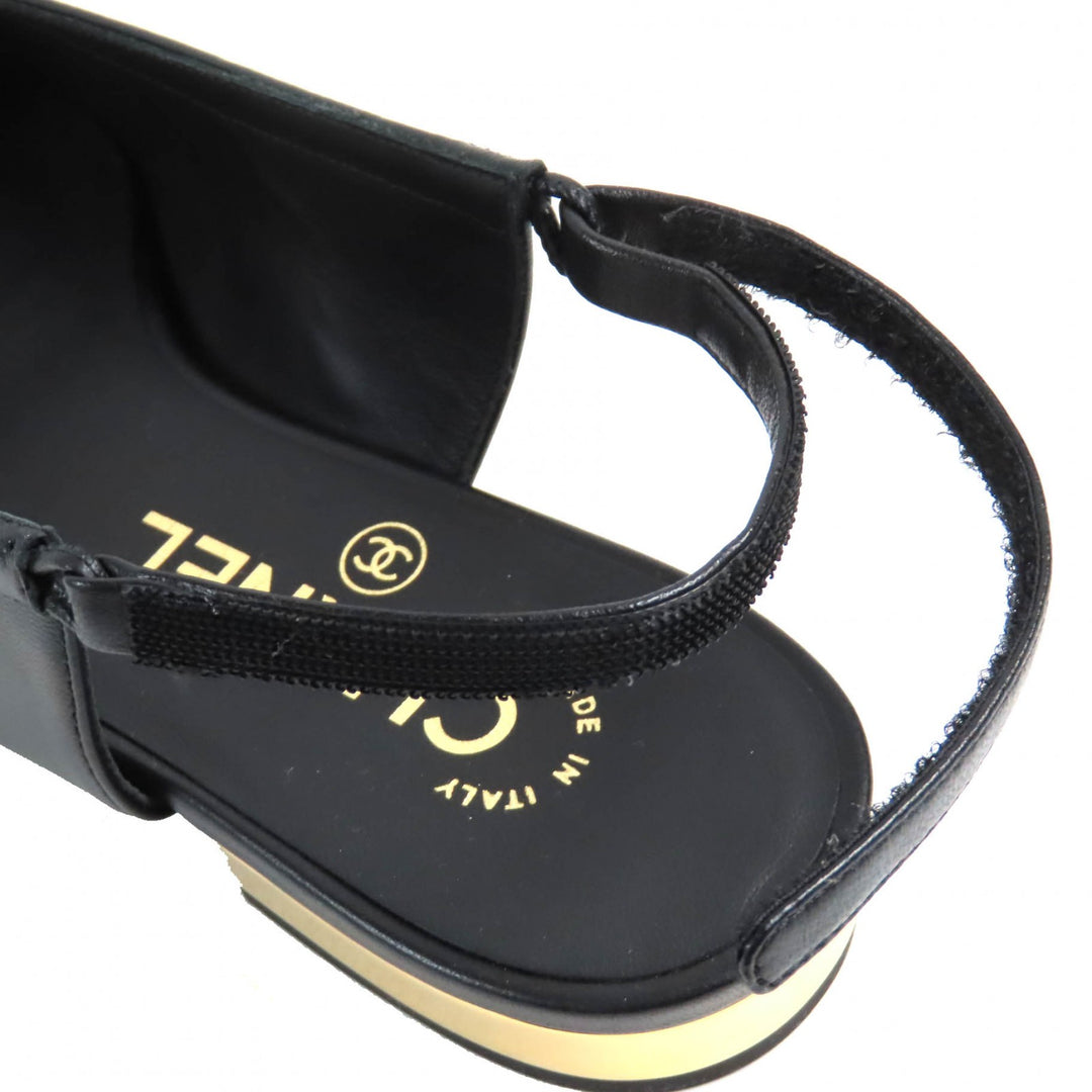Pristine CHANEL pumps COCO Mark ribbon black Lamb leather Women 35.5 G45689