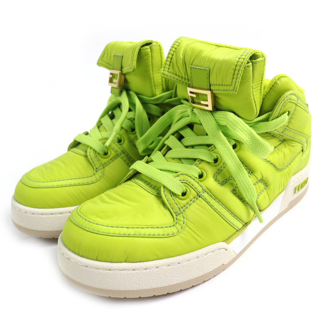Pristine FENDI High cut sneakers Baguette pocket with FF logo Nylon Women 36