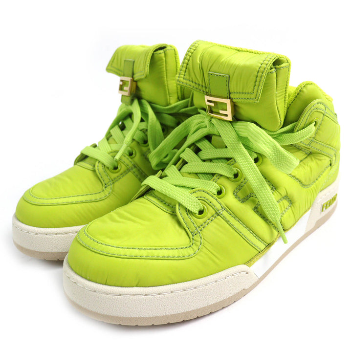 Pristine FENDI High cut sneakers Baguette pocket with FF logo Nylon Women 36