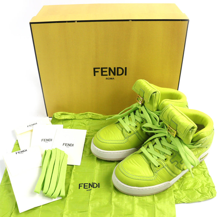 Pristine FENDI High cut sneakers Baguette pocket with FF logo Nylon Women 36