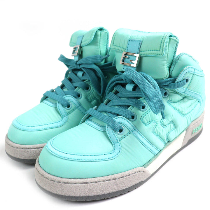 Pristine FENDI High cut sneakers Baguette pocket with FF logo Nylon Women 36