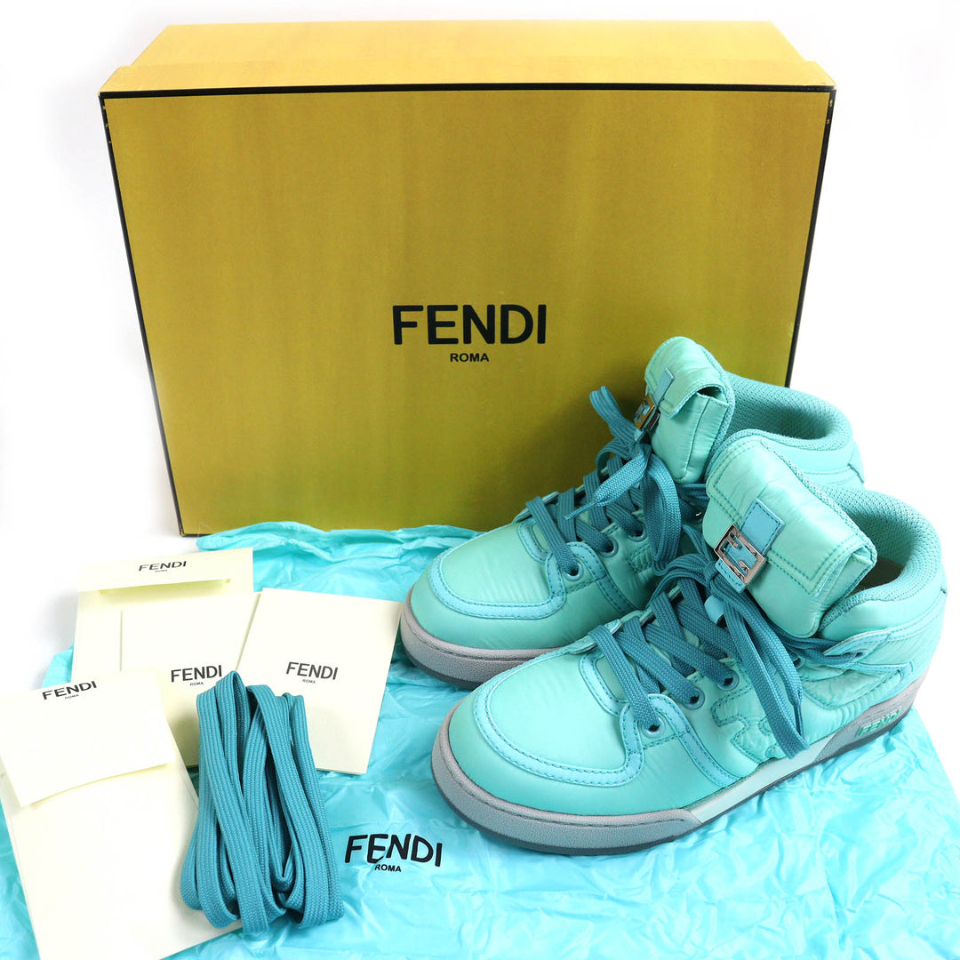 Pristine FENDI High cut sneakers Baguette pocket with FF logo Nylon Women 36
