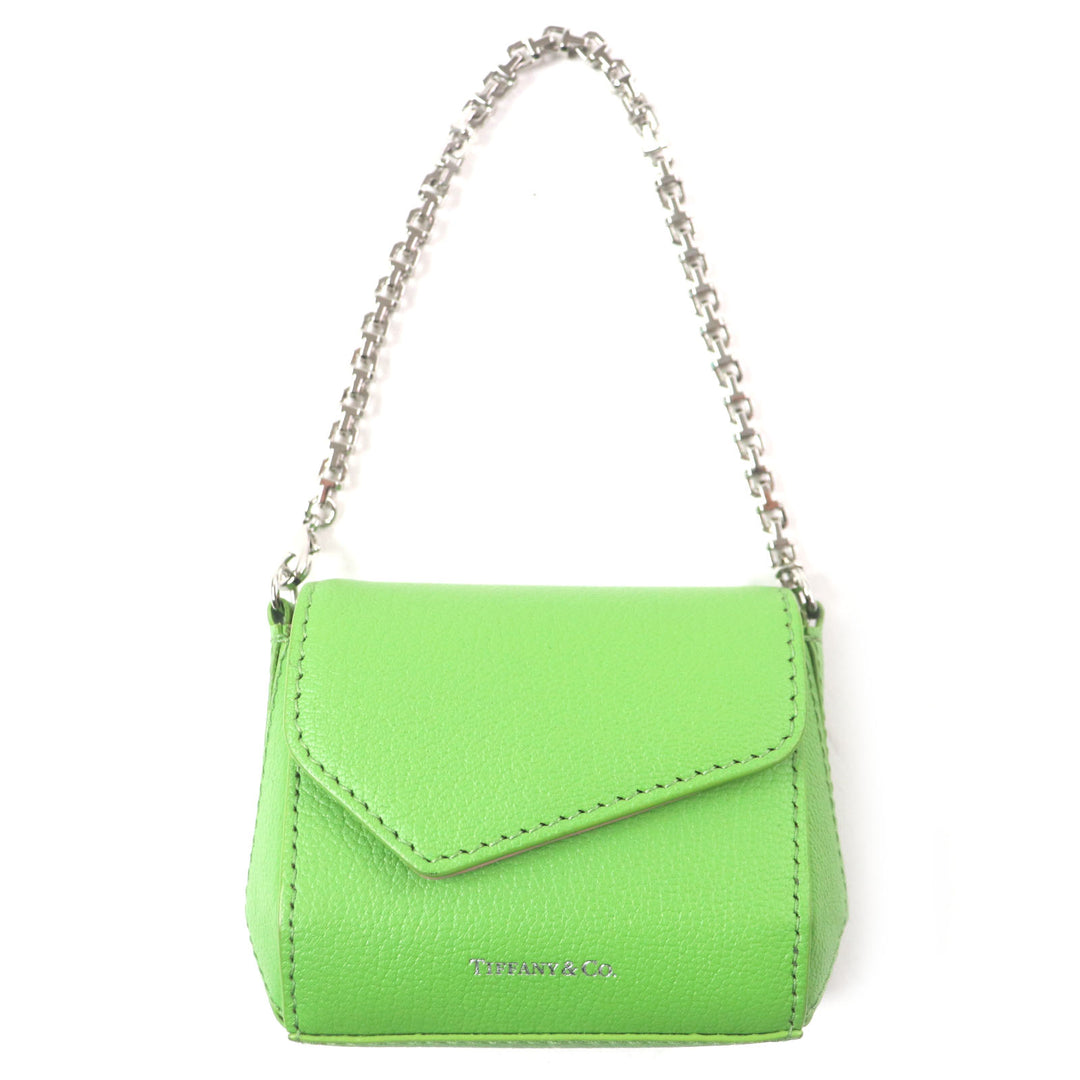Excellent TIFFANY&Co. charm T Nano Bag Peridot Logo printed Chain green leather