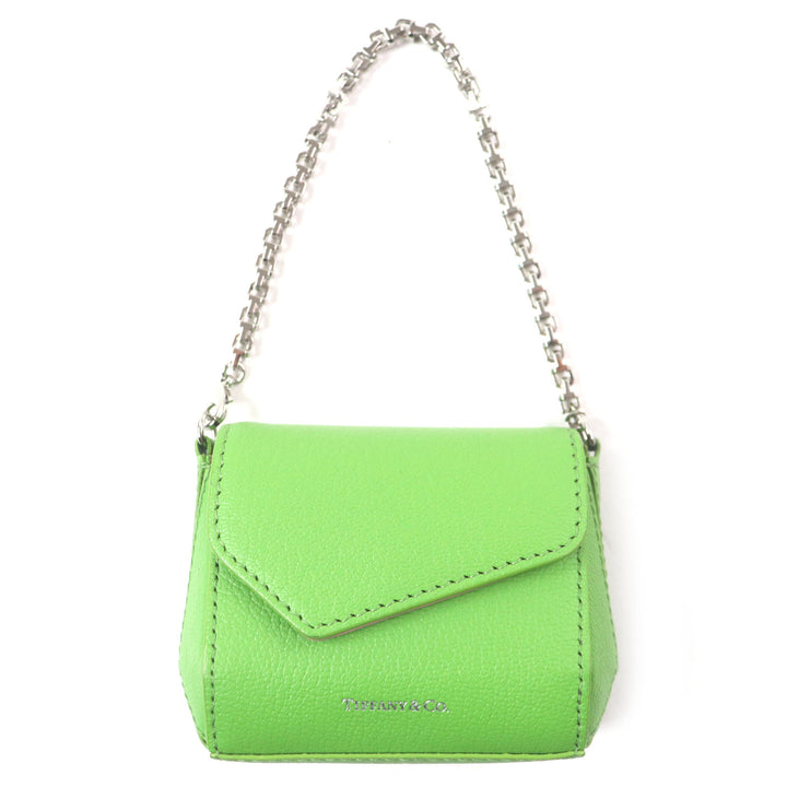 Excellent TIFFANY&Co. charm T Nano Bag Peridot Logo printed Chain green leather