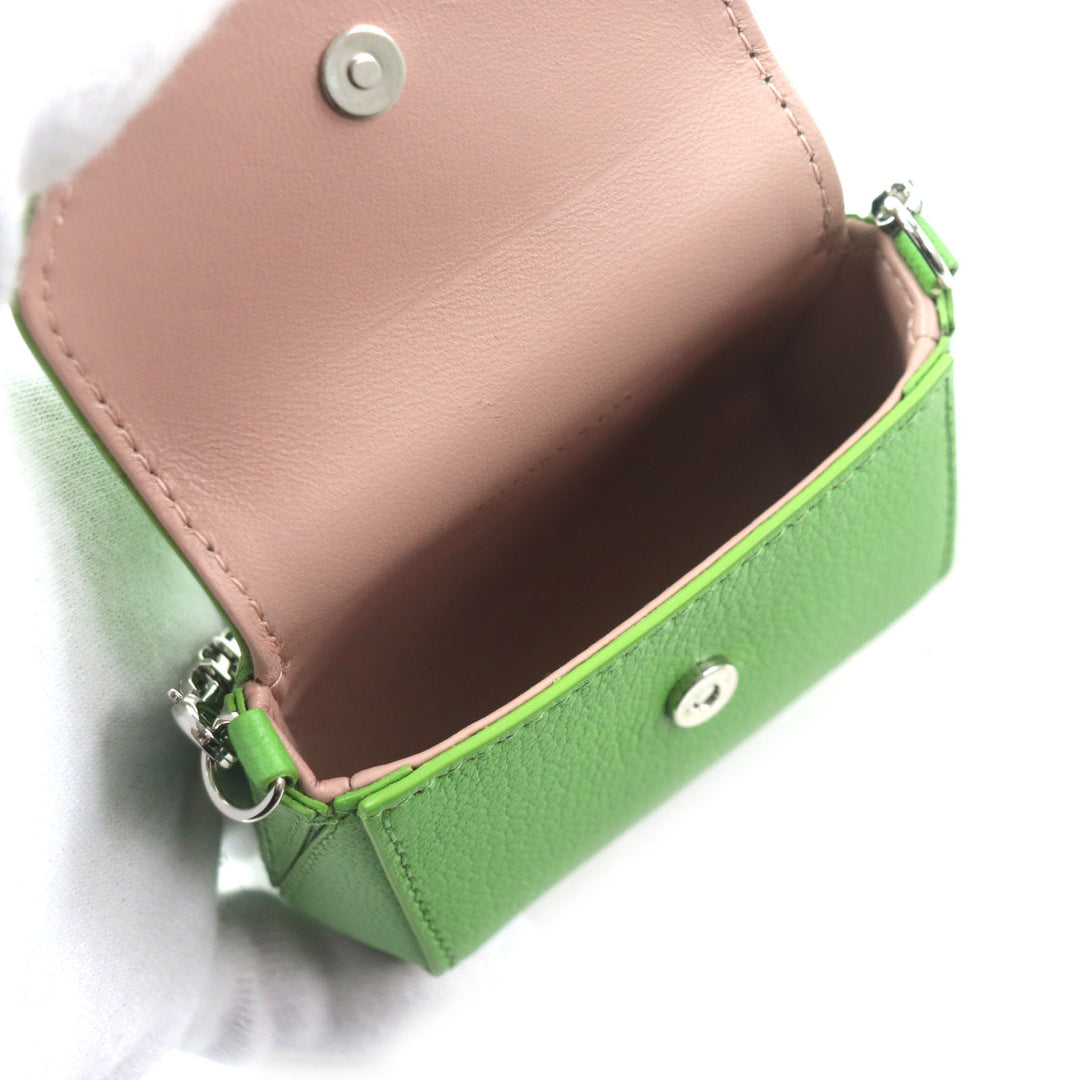 Excellent TIFFANY&Co. charm T Nano Bag Peridot Logo printed Chain green leather