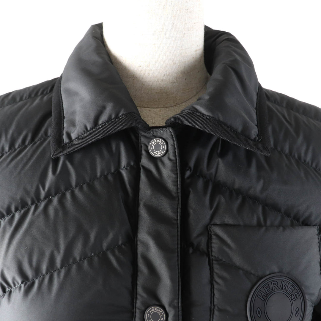Pristine HERMES Down jacket Quilted overshirt black polyester Women 36 3H0185DA