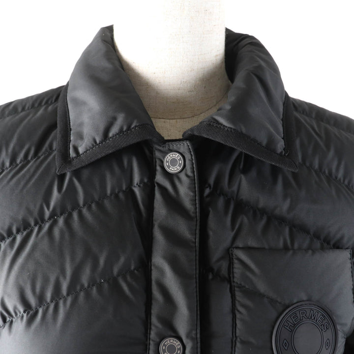 Pristine HERMES Down jacket Quilted overshirt black polyester Women 36 3H0185DA