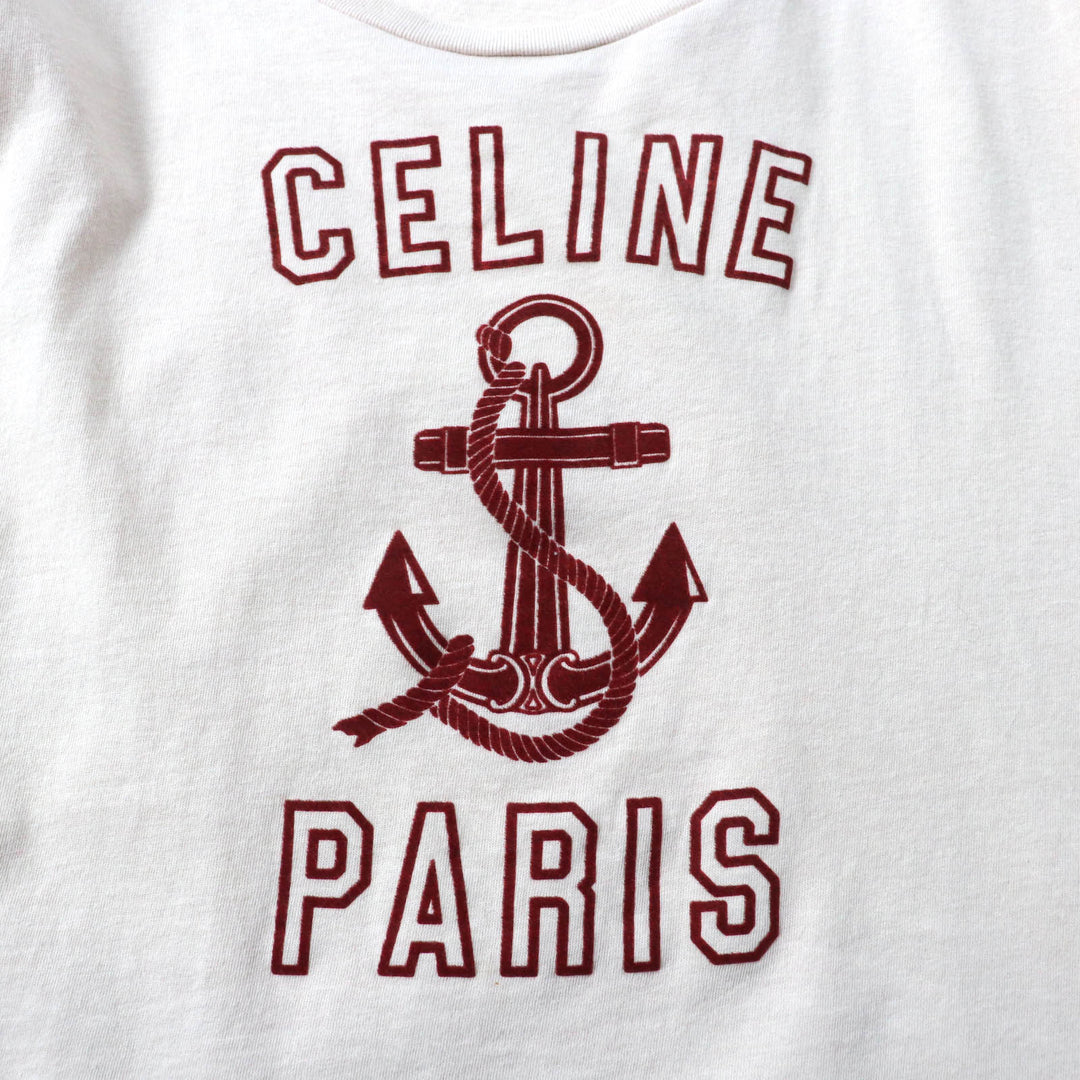 Great CELINE Short sleeve T-shirt Anchor logo crew neck pink beige Women L