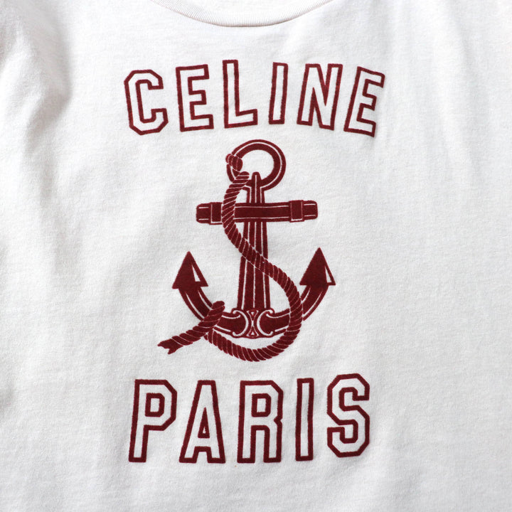 Great CELINE Short sleeve T-shirt Anchor logo crew neck pink beige Women L