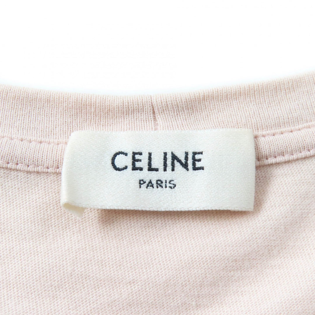 Great CELINE Short sleeve T-shirt Anchor logo crew neck pink beige Women L