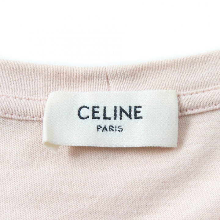 Great CELINE Short sleeve T-shirt Anchor logo crew neck pink beige Women L