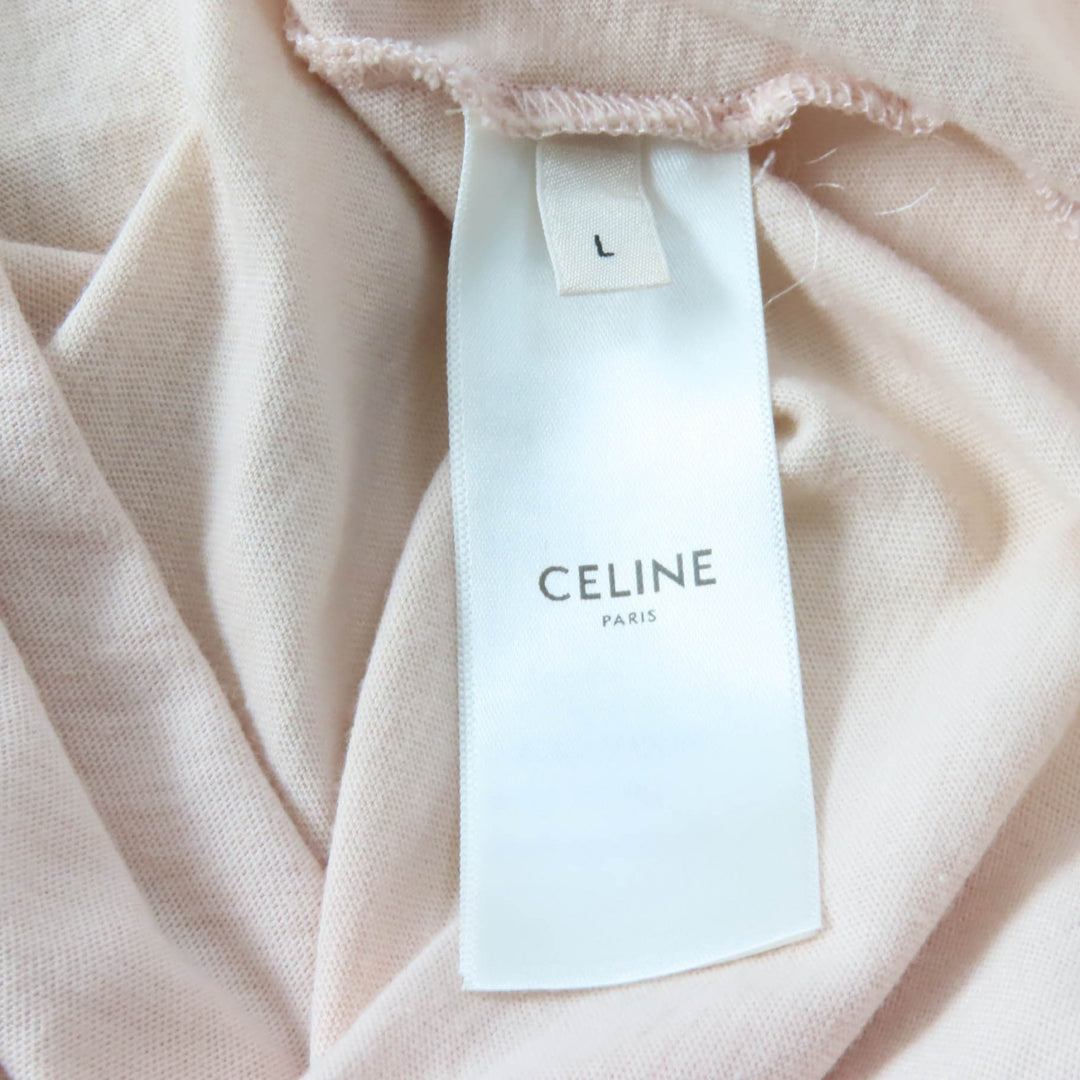 Great CELINE Short sleeve T-shirt Anchor logo crew neck pink beige Women L