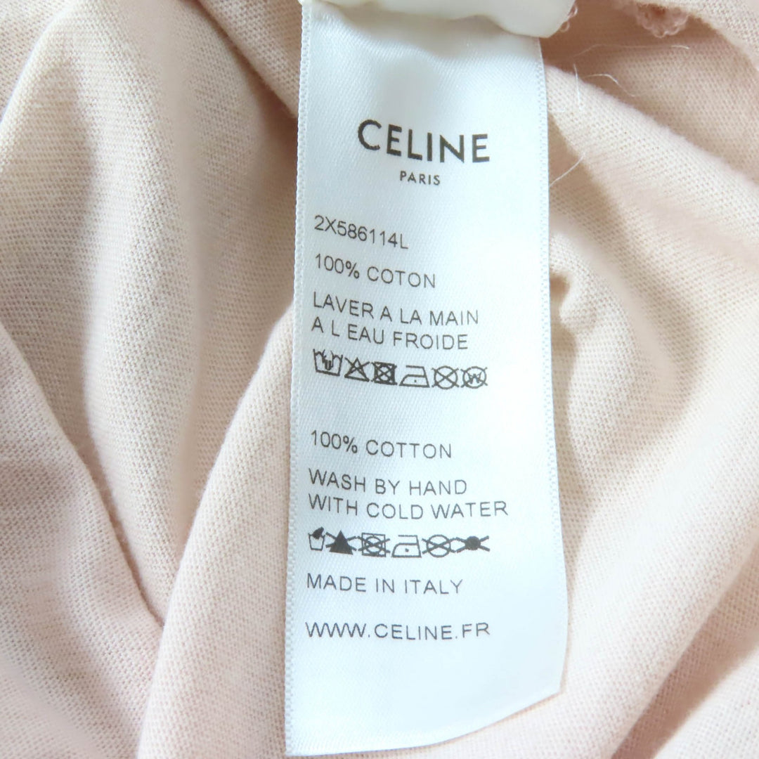 Great CELINE Short sleeve T-shirt Anchor logo crew neck pink beige Women L