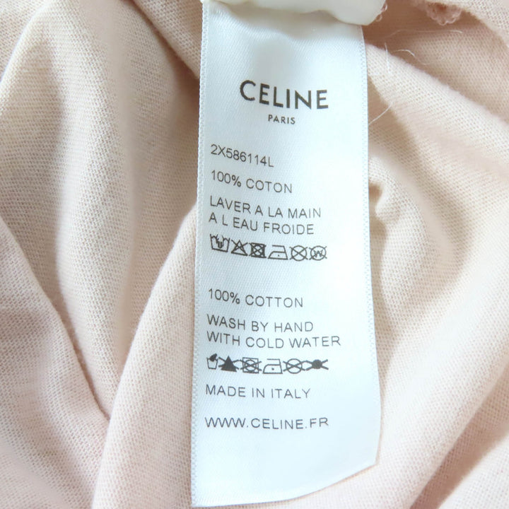 Great CELINE Short sleeve T-shirt Anchor logo crew neck pink beige Women L