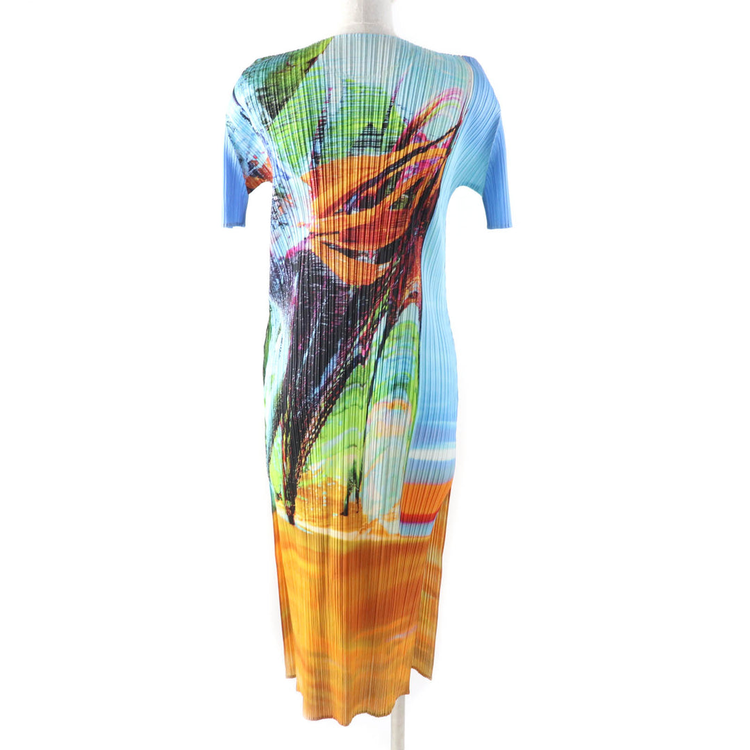 Excellent PLEATS PLEASE one piece TROPICAL WINTER Crew neck Side slits