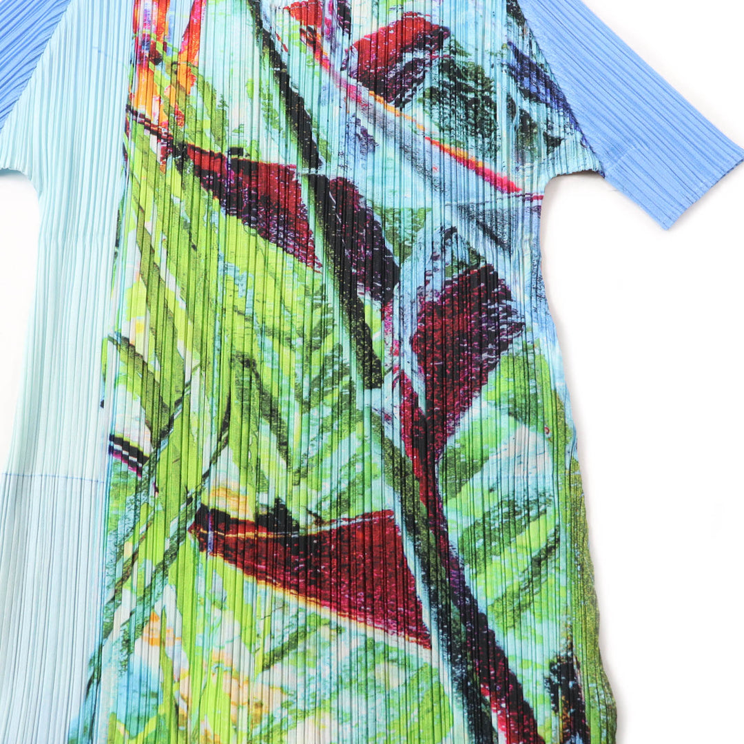 Excellent PLEATS PLEASE one piece TROPICAL WINTER Crew neck Side slits