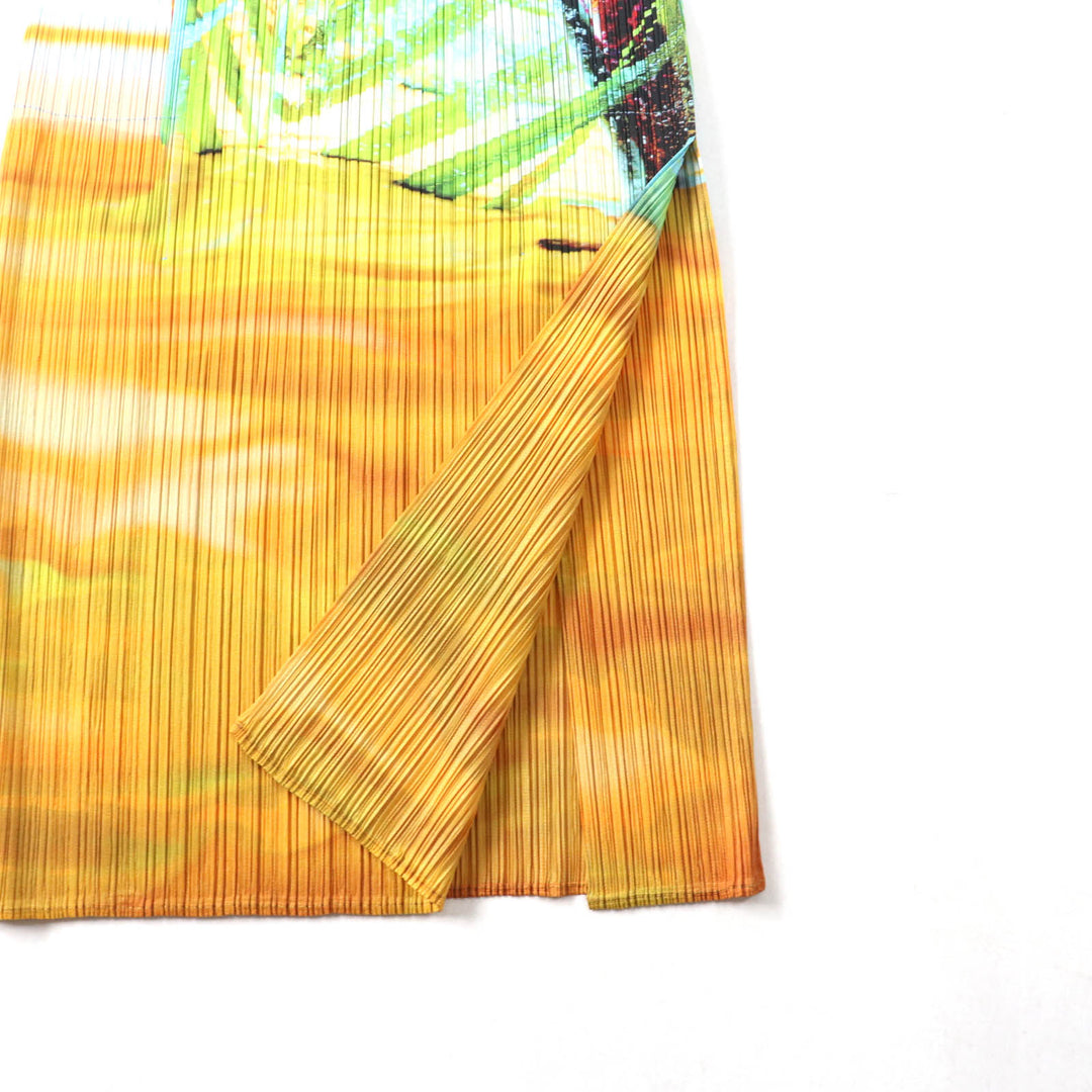 Excellent PLEATS PLEASE one piece TROPICAL WINTER Crew neck Side slits