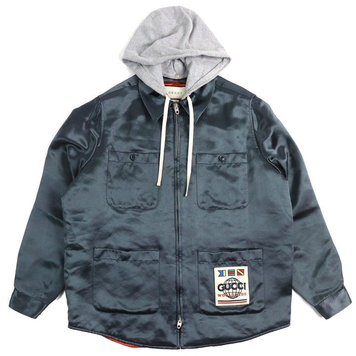 Great GUCCI Jacket WORLD WIDE hooded padded zip-up shirt 44 604112