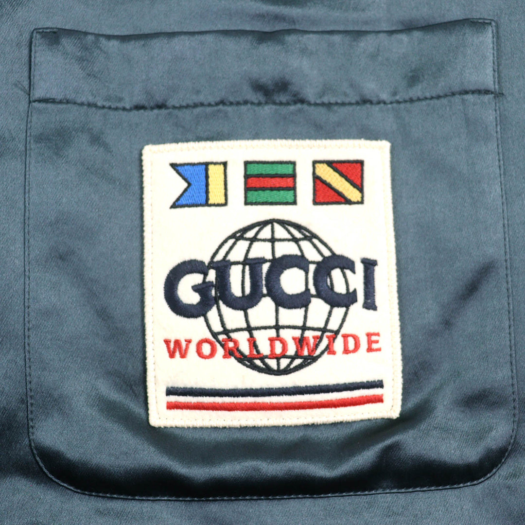 Great GUCCI Jacket WORLD WIDE hooded padded zip-up shirt 44 604112