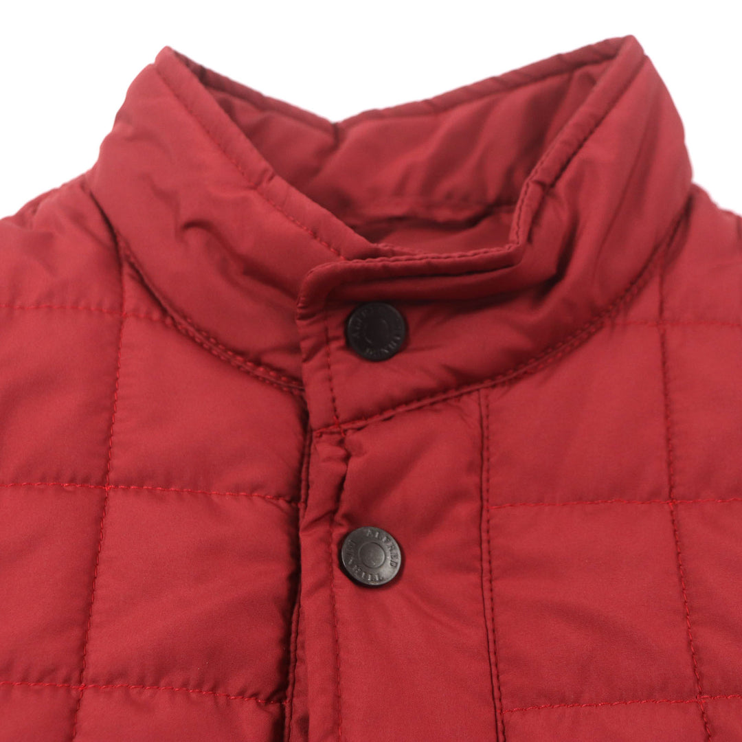 Excellent Dunhill Jacket Leather trim Logo buttons Quilted Padded Red polyester mens L