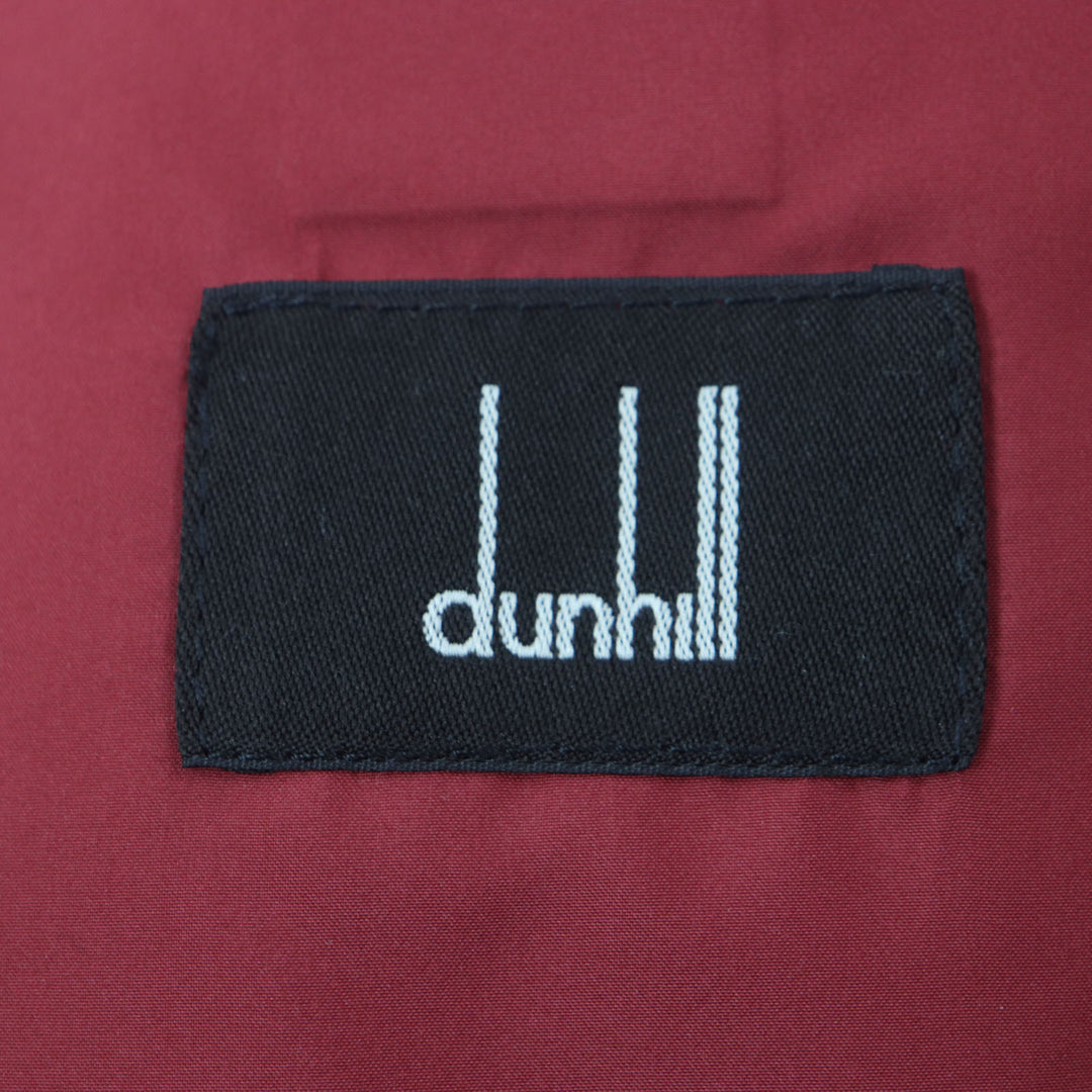 Excellent Dunhill Jacket Leather trim Logo buttons Quilted Padded Red polyester mens L