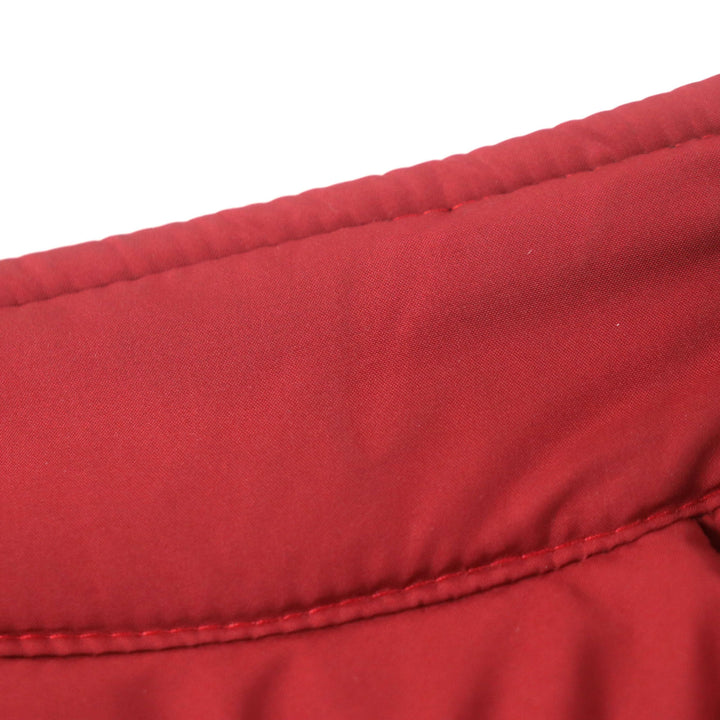Excellent Dunhill Jacket Leather trim Logo buttons Quilted Padded Red polyester mens L