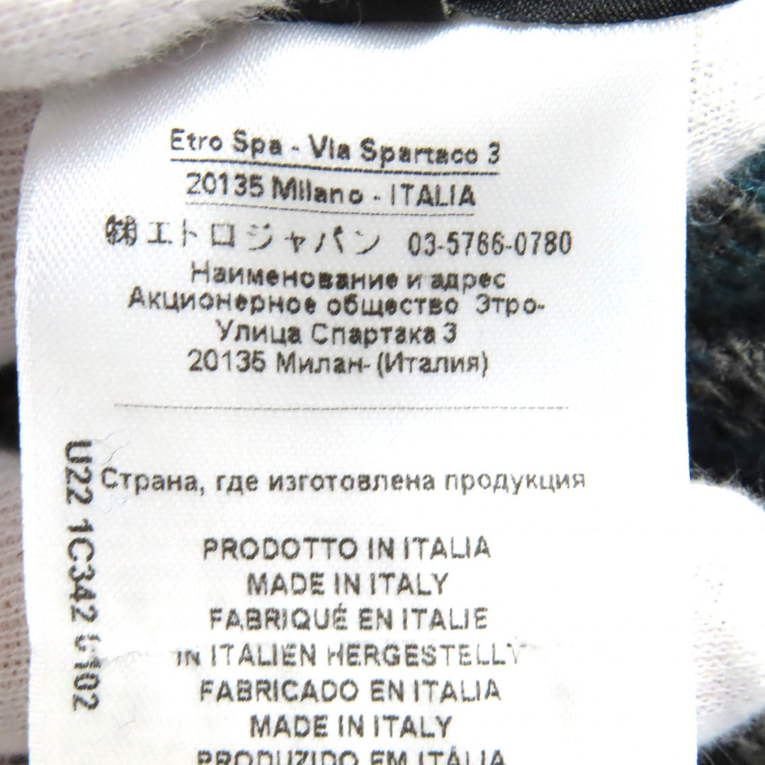 Great ETRO Chester coat Logo button, solid color, all-over pattern design, reversible, single Navy wool mens 50