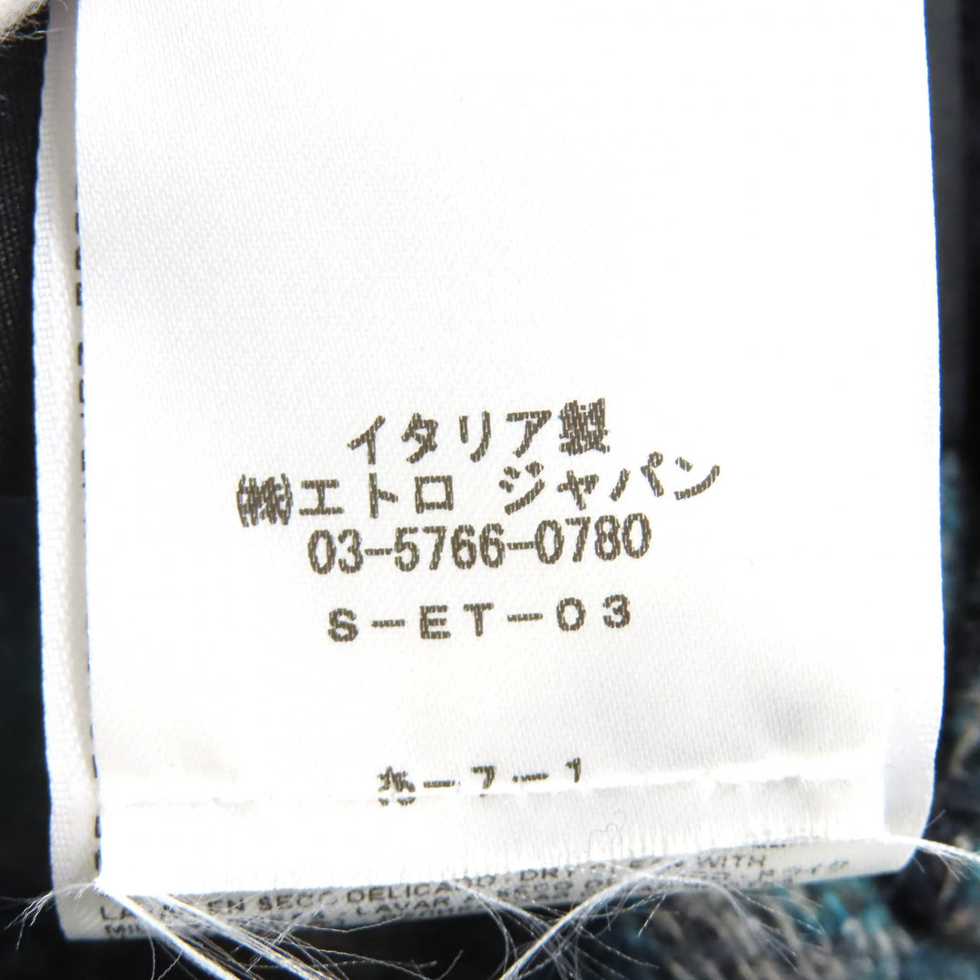 Great ETRO Chester coat Logo button, solid color, all-over pattern design, reversible, single Navy wool mens 50