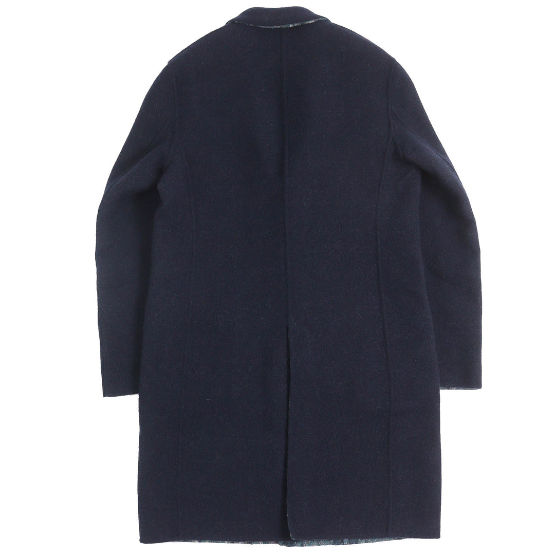 Great ETRO Chester coat Logo button, solid color, all-over pattern design, reversible, single Navy wool mens 50