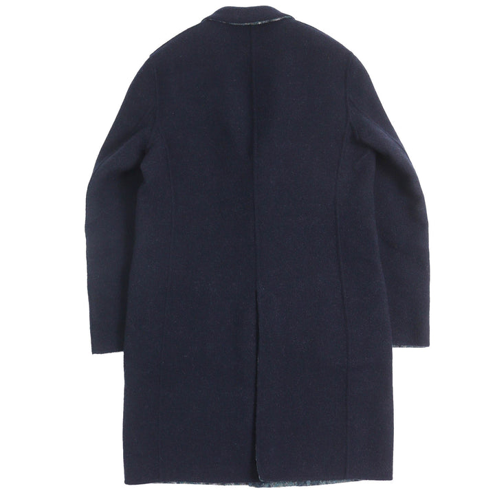 Great ETRO Chester coat Logo button, solid color, all-over pattern design, reversible, single Navy wool mens 50