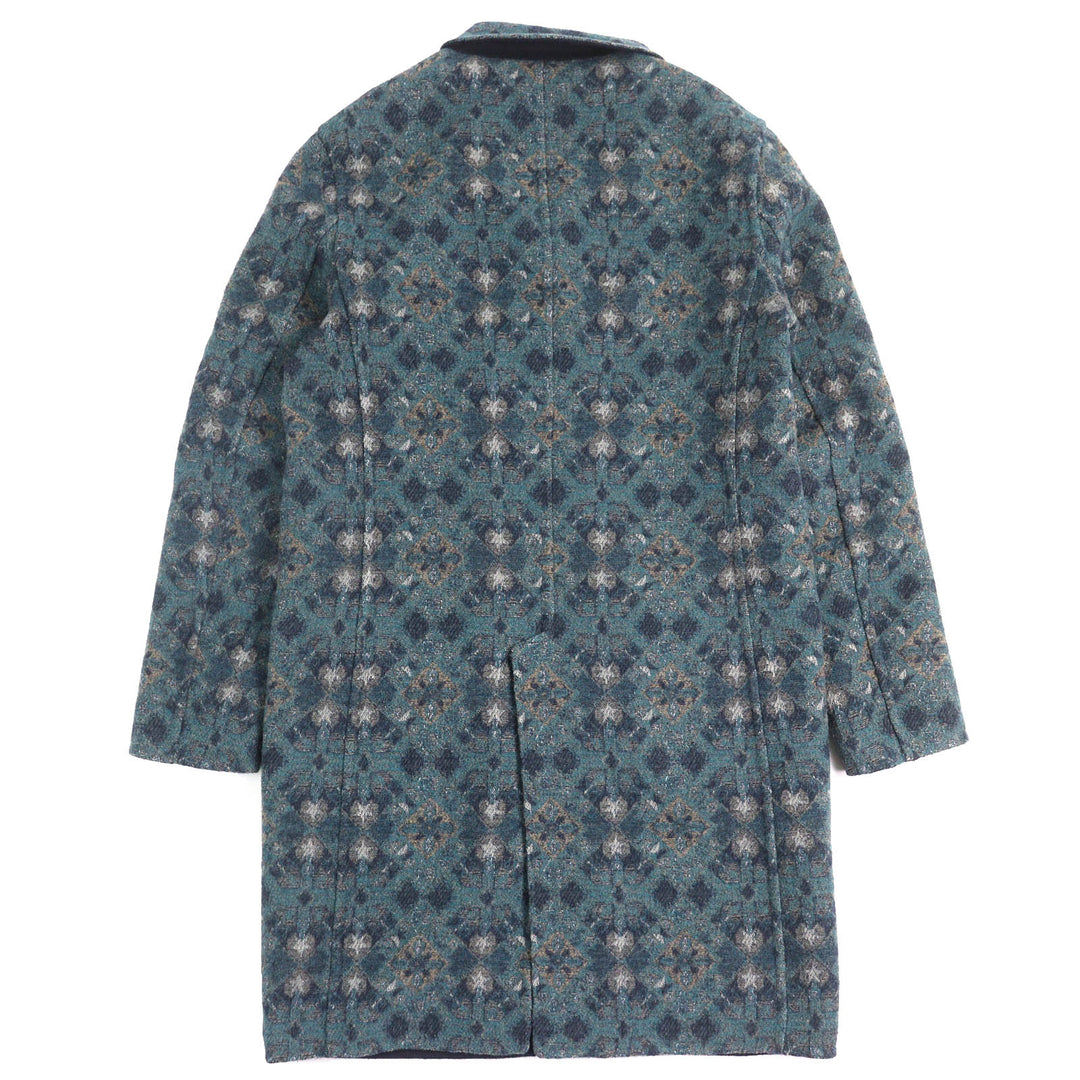 Great ETRO Chester coat Logo button, solid color, all-over pattern design, reversible, single Navy wool mens 50