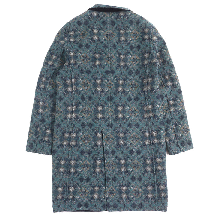 Great ETRO Chester coat Logo button, solid color, all-over pattern design, reversible, single Navy wool mens 50