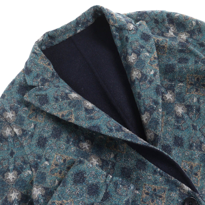 Great ETRO Chester coat Logo button, solid color, all-over pattern design, reversible, single Navy wool mens 50