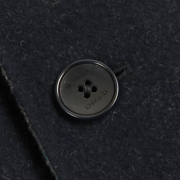 Great ETRO Chester coat Logo button, solid color, all-over pattern design, reversible, single Navy wool mens 50
