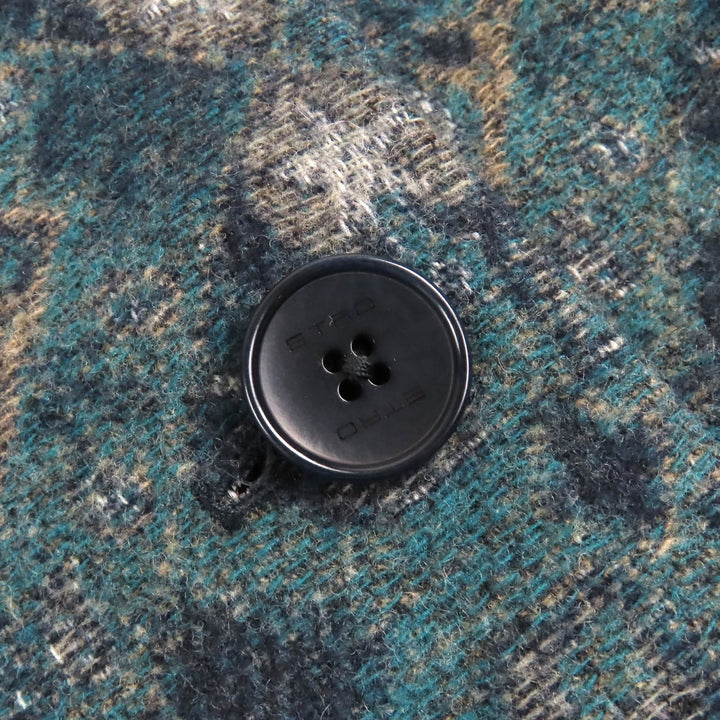 Great ETRO Chester coat Logo button, solid color, all-over pattern design, reversible, single Navy wool mens 50
