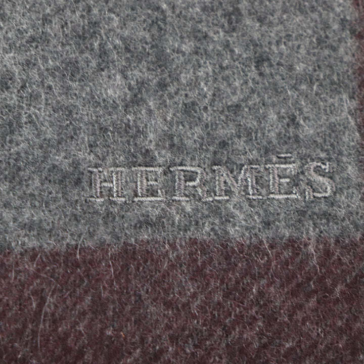 Excellent HERMES Scarf H Passant Current product with fringe Violet Gray cashmere