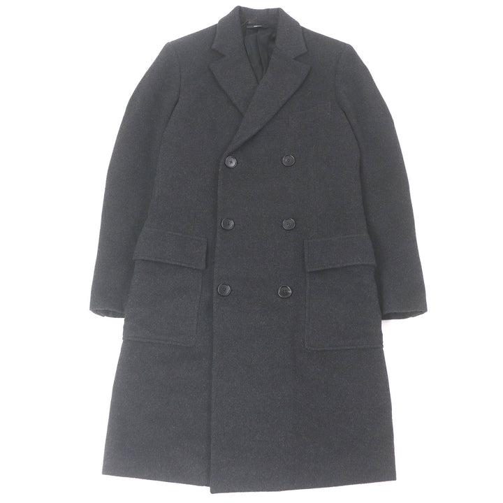 Excellent HERMES Chester coat Double breasted Dark gray cashmere mens 46