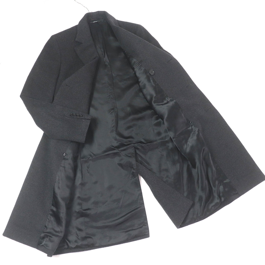 Excellent HERMES Chester coat Double breasted Dark gray cashmere mens 46
