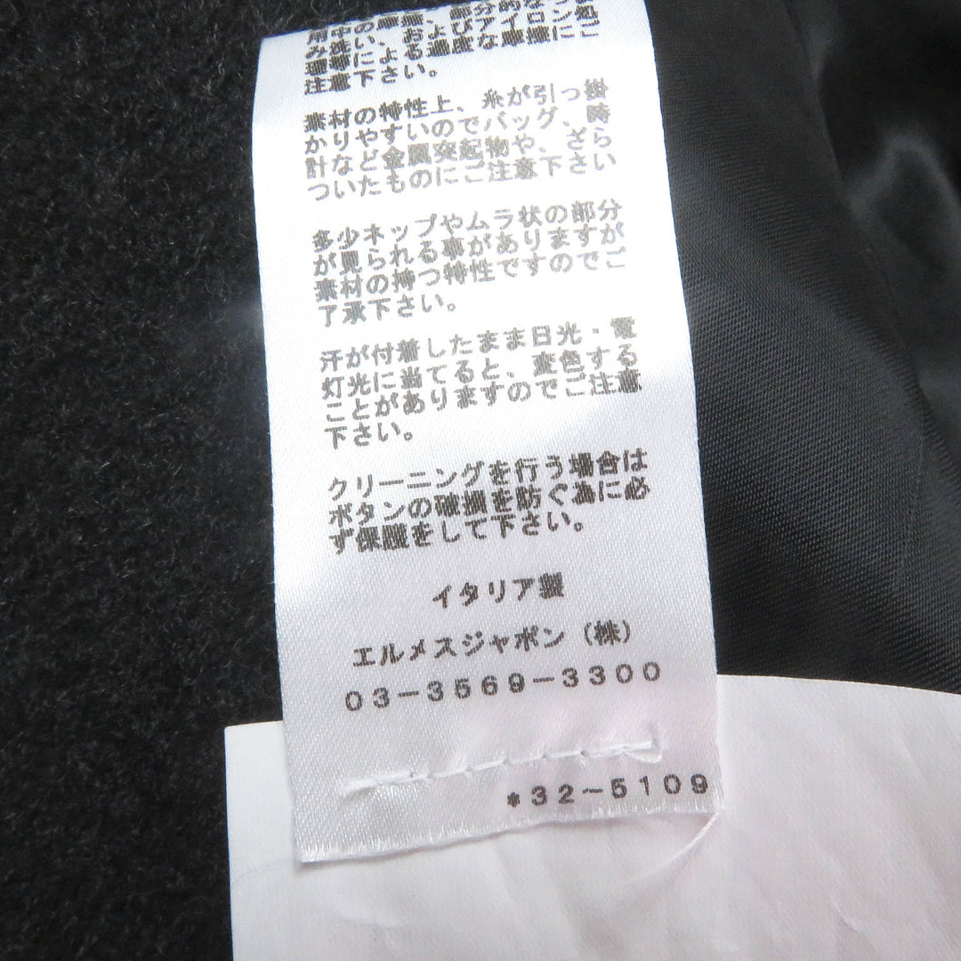 Excellent HERMES Chester coat Double breasted Dark gray cashmere mens 46