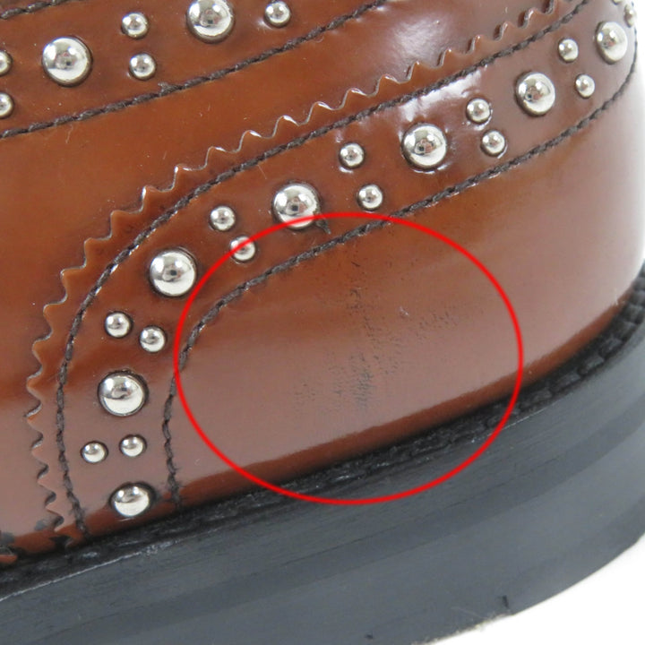Great CHURCH'S Leather shoes Burwood Met Studs Wingtip Brown leather Women 36.5