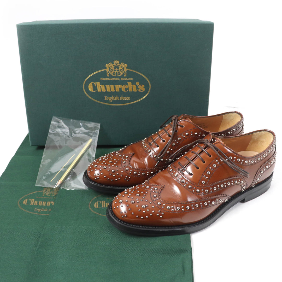 Great CHURCH'S Leather shoes Burwood Met Studs Wingtip Brown leather Women 36.5